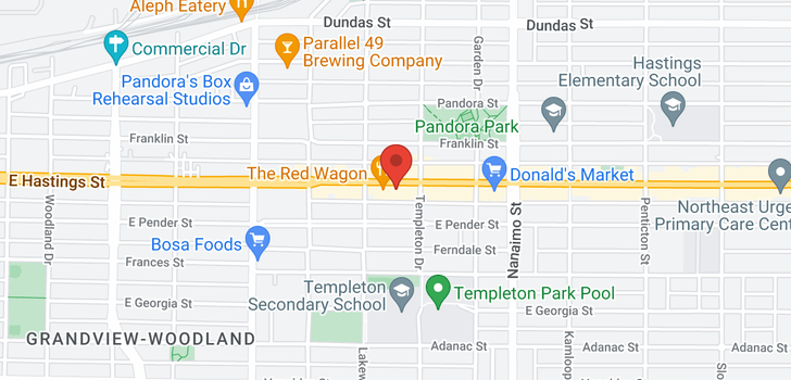 map of 221 2150 E HASTINGS STREET
